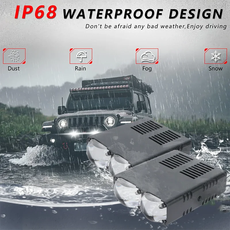 Senlo Universal Car LED Fog Light Kit 80W مصباح أمامي فائق السطوع مقاوم للماء أضواء مساعدة سهلة التركيب لشاحنة بيك اب SUV #4