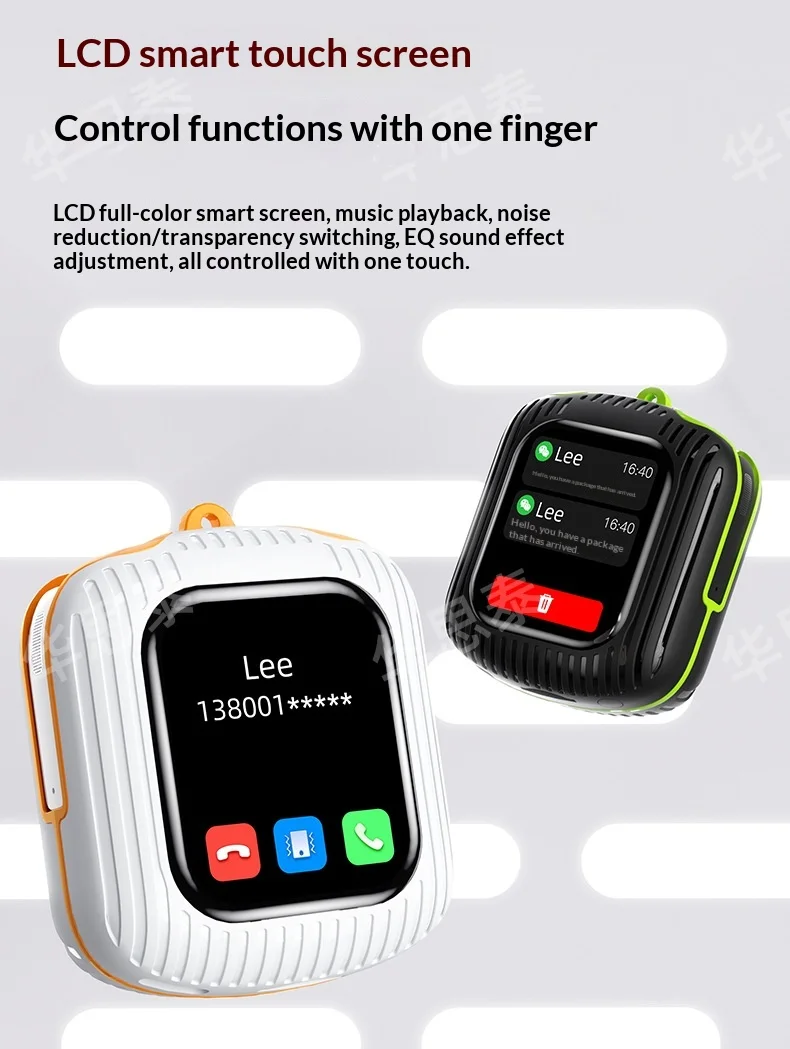 Picture 7: Multi-function Headset Smart Bluetooth 6.0 Wireless Touch Display Compact Lanyard Insert TF Card, ENC Noise Reduction Bluetooth