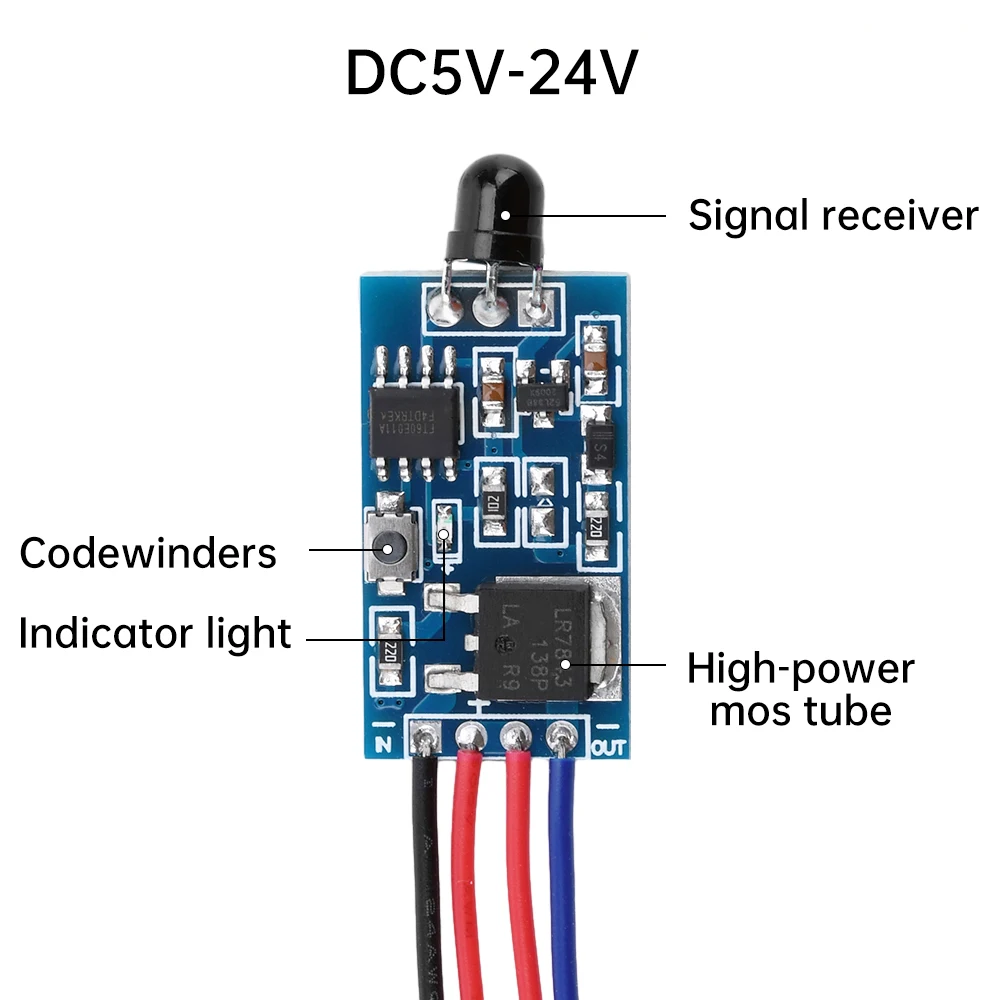 DC2.5V-5V 2 Sleutelschakelaar Infrarood Afstandsbediening Ontvangende Module Leren Type Code Afstandsbediening Verzending Ontvanger DC5V-24V