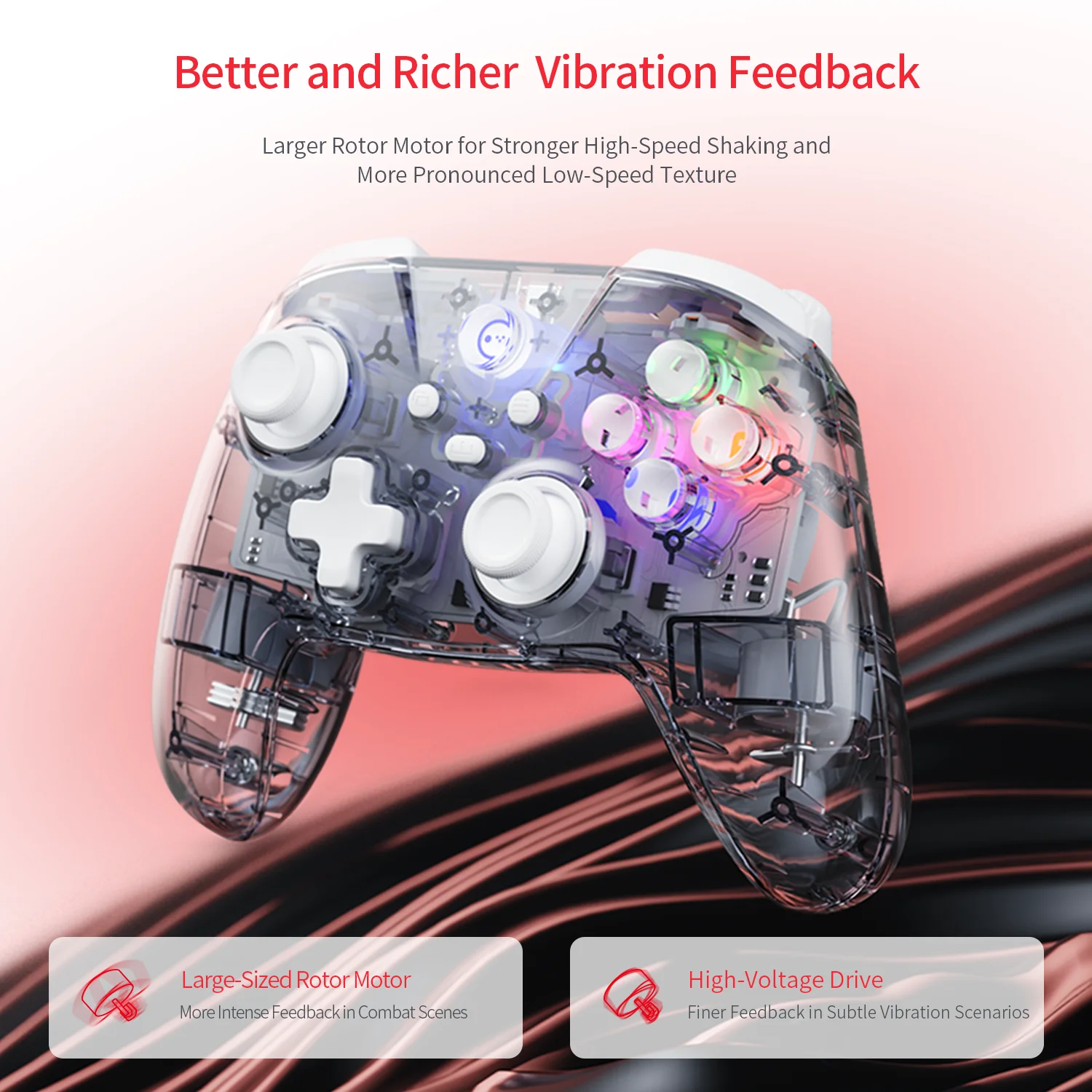 

LinYuvo KC07 Transparent Grey PC Controller For Nintendo Switch Wireless PRO Joystick Hall Effect Joypads /Android/Turbo/RGB
