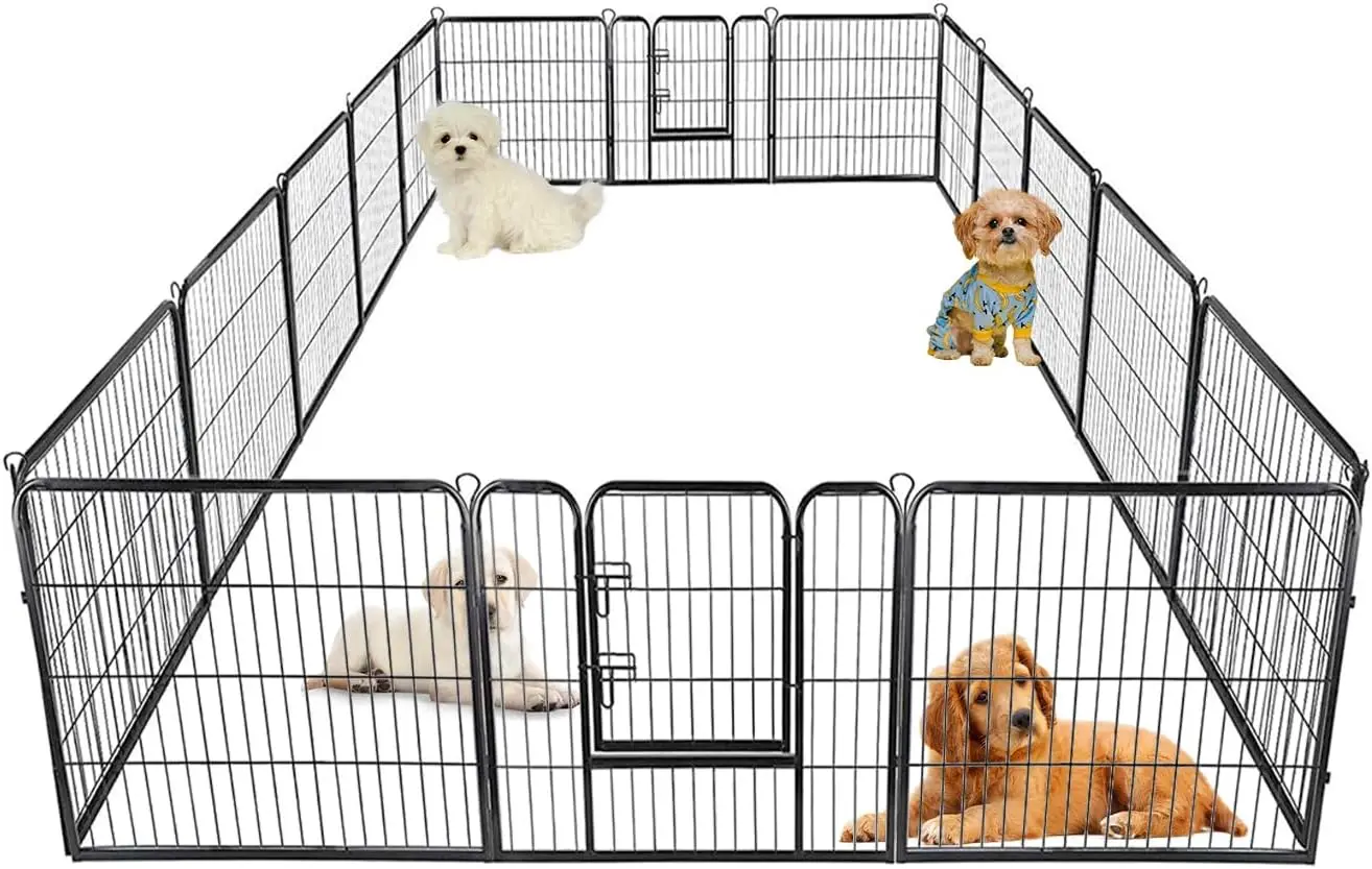 

Playpen Indoor, Puppy Play Pen For Indoor & Outdoor, 16 Panel Metal Dog Pen Fence, Dog Fences For The Yard, Portable