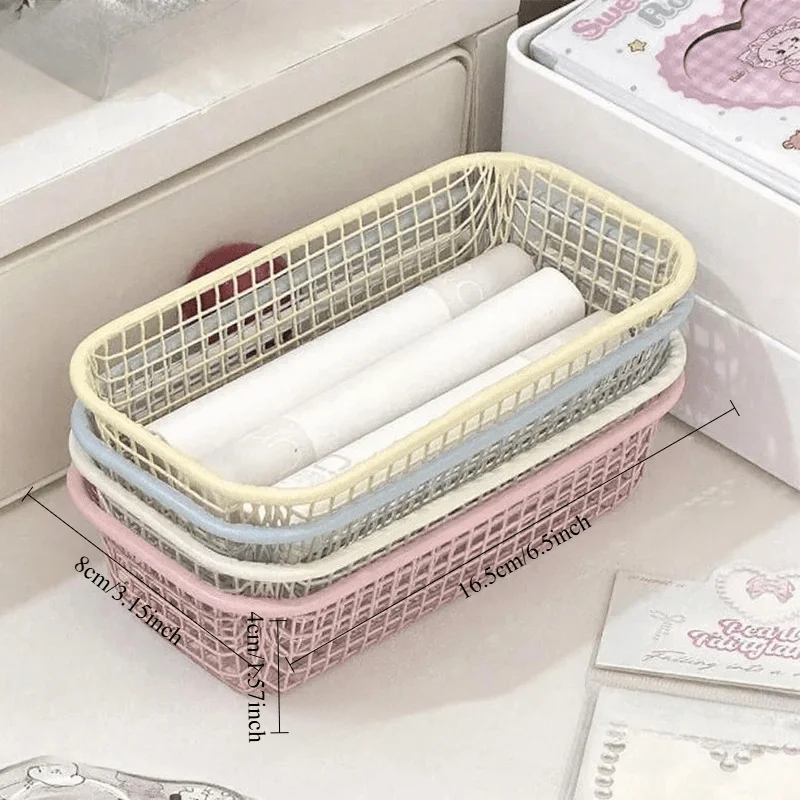 2PCS Desktop Storage Basket INS Metal Sundries Organizer Basket Photocard Case Office Stationery Home Supplies Make Up Sorting H