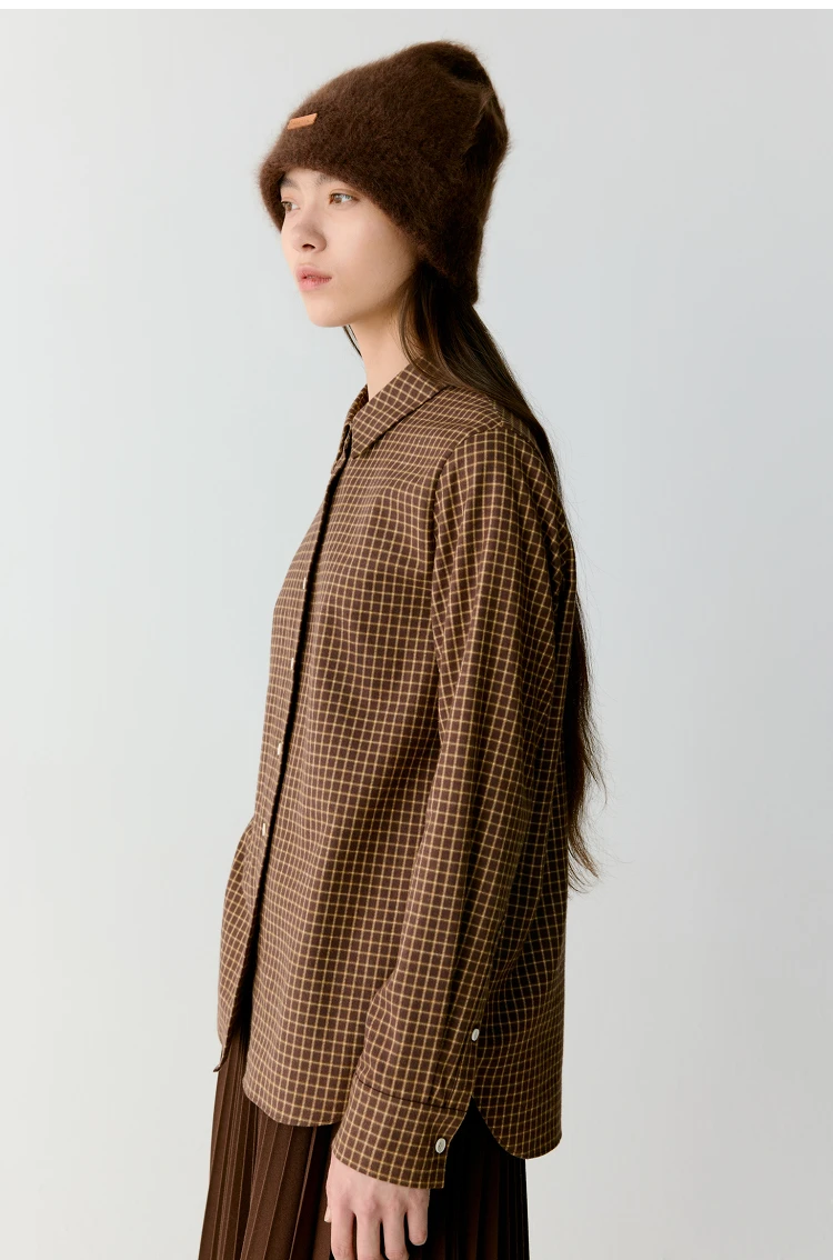 

Women's Cotton Coffee Checked Commuter Shirt