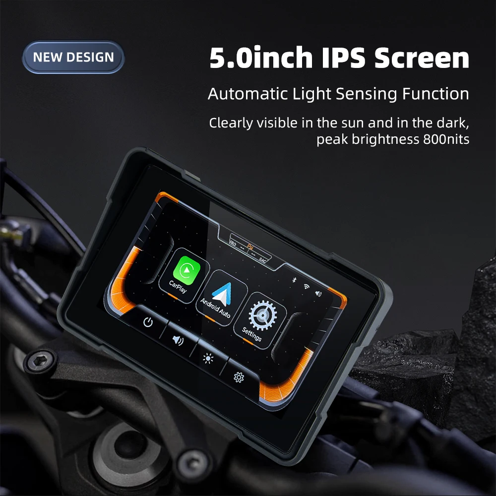 EKIY 5.0 بوصة لاسلكية CarPlay Moto Android Auto Portable Digital Motorcycle Dashboard GPS Moto شاشة عرض الملاحة TPMS #3