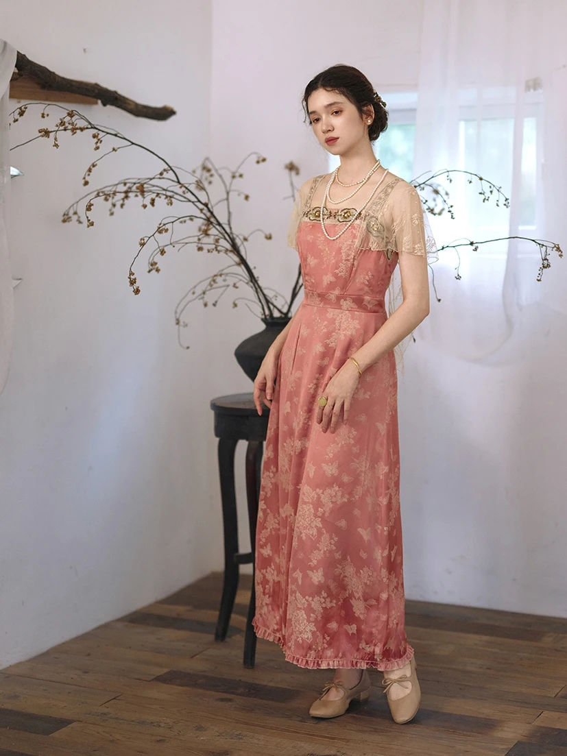 Spring Summer Long Dresses For Women Elegant Slim Vintage Inspired Beading Comfortable Jacquard  Evening Dresses