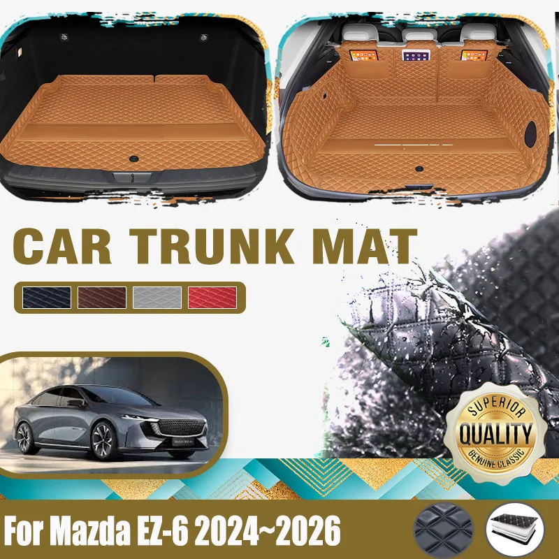 

Задние коврики в багажник автомобиля для Mazda EZ-6 6e J90A 2024 2025 2026, кожаные накладки для хранения, задняя подкладка для багажника, внутренние автоаксессуары