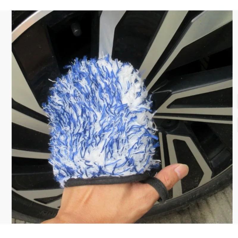 1Pc Gap Coral Velvet Plush Gloves Wipe The Towel Ultra Fine Fiber Car Wheel Cleaning And Washing Gloves Strong Water Absorption