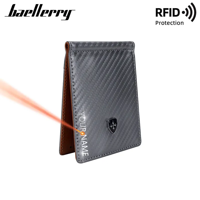 

New RFID Men Card Wallets High Quality ID Card Holder Mini Short Male Purse Photo Holder Carbon Fiber Card Bags Small Men Wallet