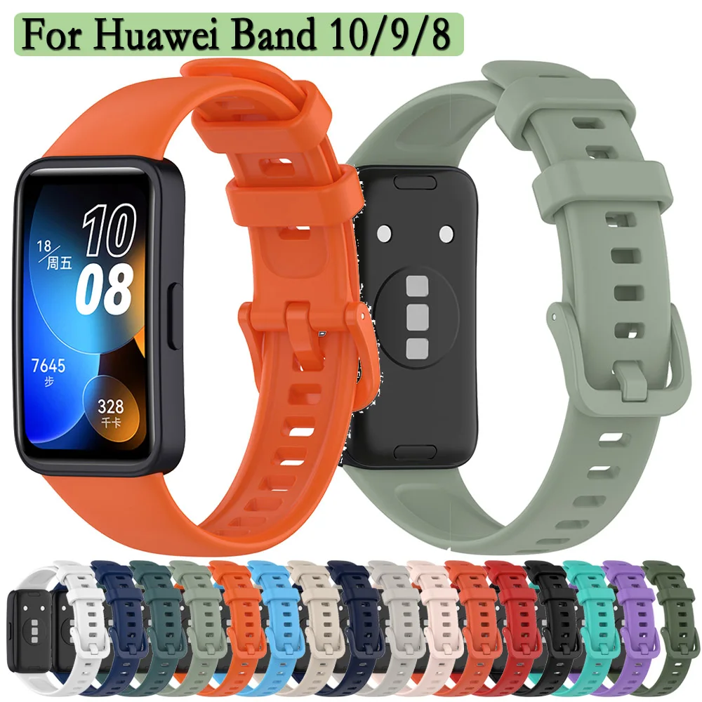 

Strap For Huawei Band 10 / 9 / 8 Soft Silicone Bracelet Sport Wristband Replacement Two Buckles Steady Same Color Watchband