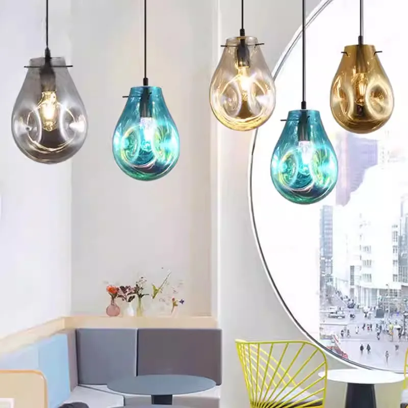 

New Nordic glass pendant light, modern and minimalist creative restaurant bar table lamp, designer personality