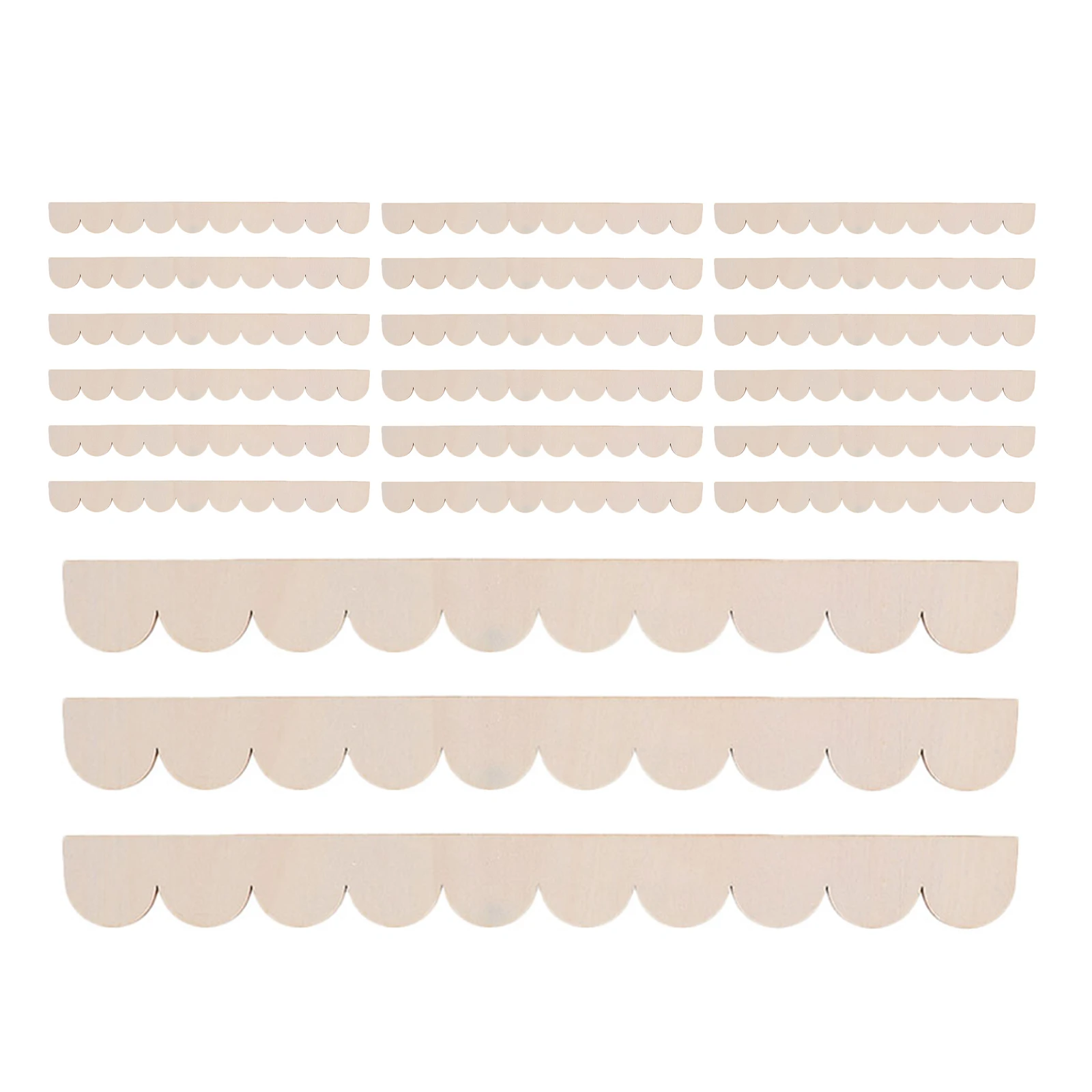 

20Pcs Fan-Shaped Wooden Cabinet Trim Unfinished Scalloped Edging for Wall Shelf Molding DIY Home Organization Decor