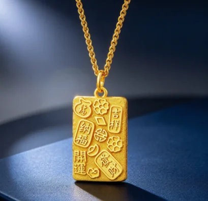 Fortune fortune pendant female small all hammer pattern fortune tag 9999gold