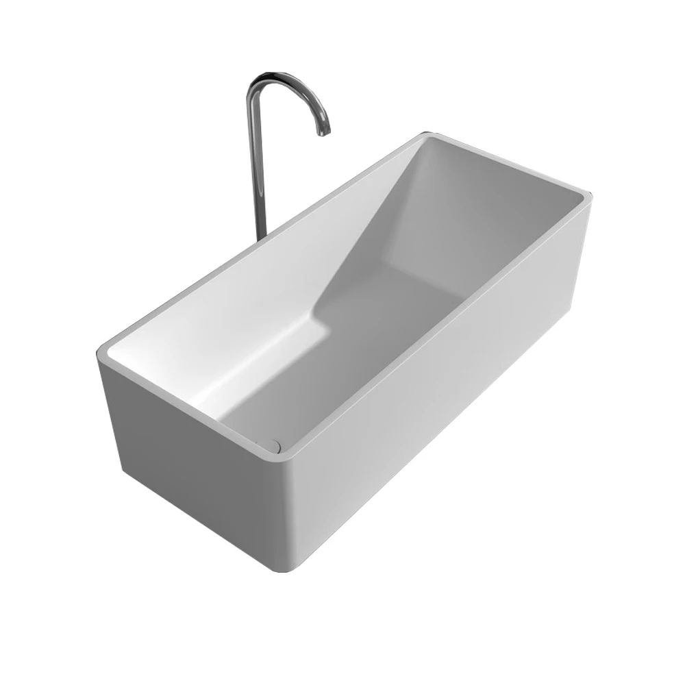 

1500mm Solid Surface Stone CUPC Approval Bathtub Rectangular Freestanding Corian Matt White Tub RS6587A