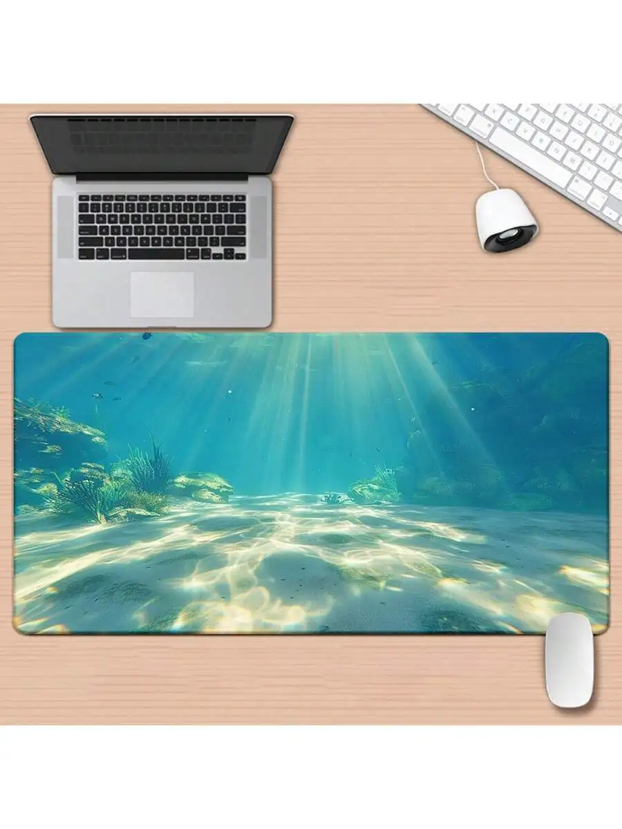 

XXL Underwater Ocean Scene Mouse Pad With Sunlight Rays Coral Reefs Non-Slip Rubber Base Large Gaming Office Desk Mat