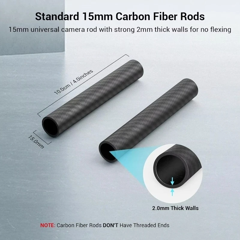 4‑Inch Non‑Threaded Stabilizer Compatible with 15mm Carbon Fiber Rod Camera Rig Accessory for 15mm Rod Support System