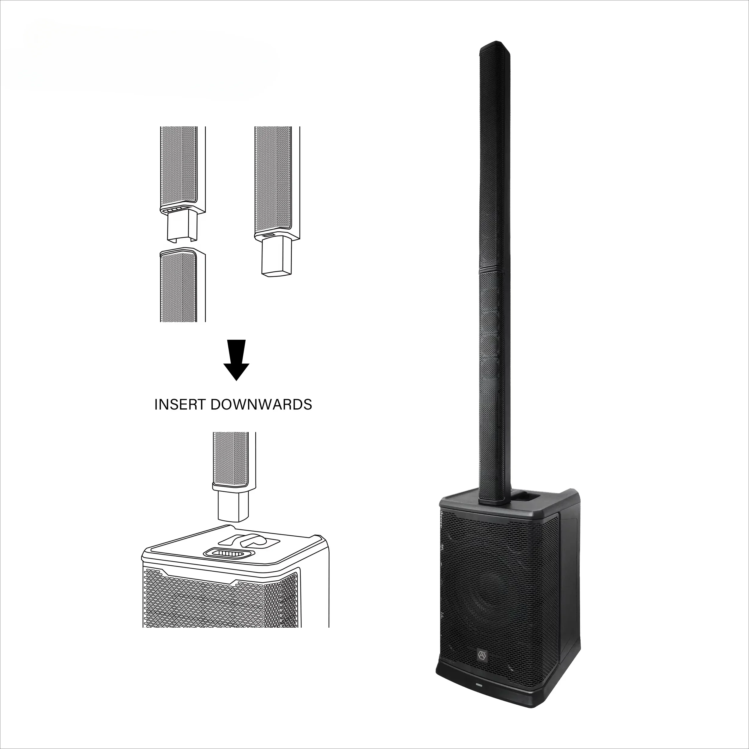 

Accuracy Pro Audio E1212 4000W Professional Active Column Speaker Lightweight Powered PA Array System Slim Column Speaker