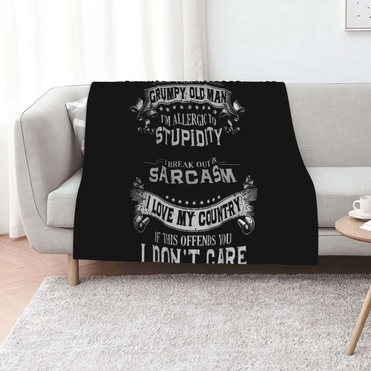 

GRUMPY OLD MAN ; Sayings Print Throw Blanket Plush blankets ands Flannels Furrys Blankets