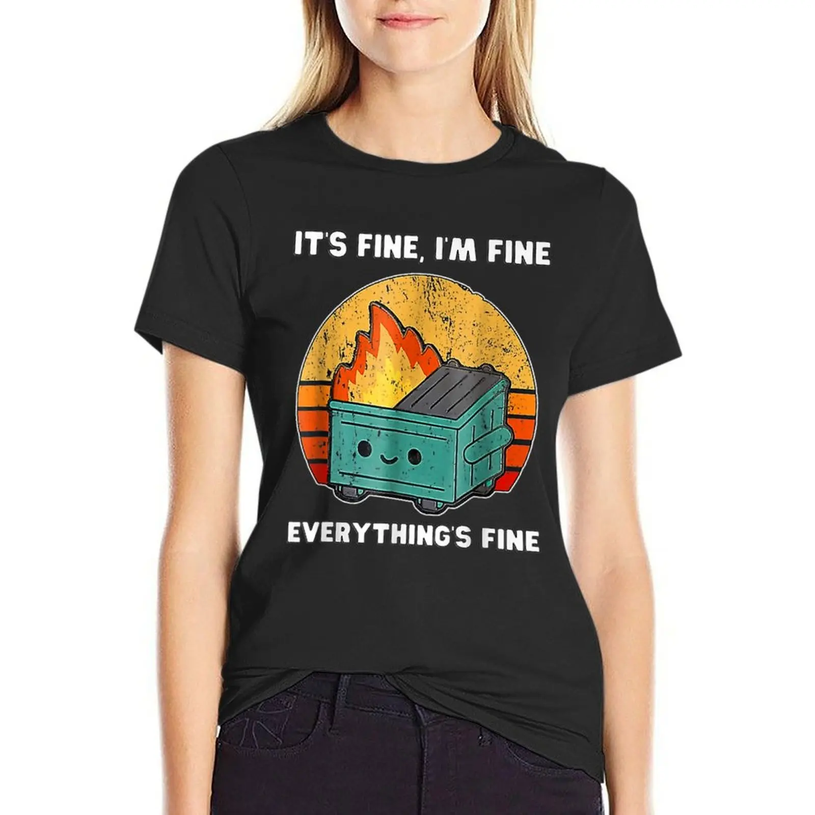 

Gift its fine im fine everythings fine T-Shirt blacks blanks funny tops Women