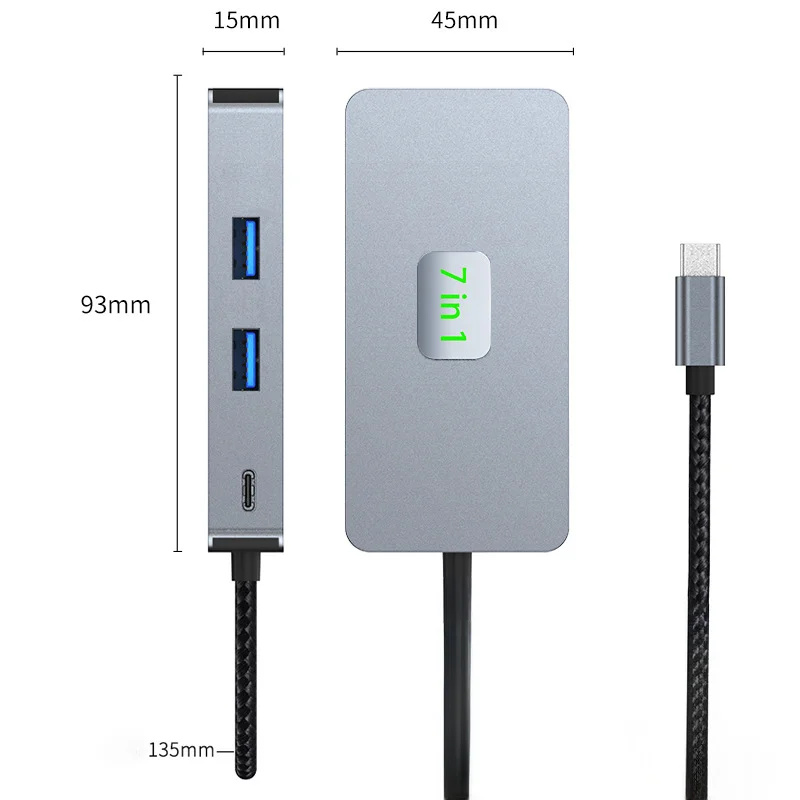 Gigabit 2.5G LAN Hub USB-C Docking Station Type-c to USB 3.2 4K60 HZ RJ45 Ethernet Splitter SD/TF Card Reader PDW100W For Gaming