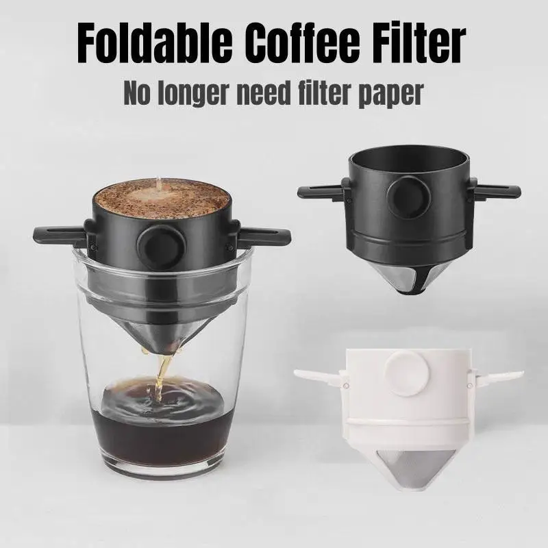 ~304 Stainless Steel Coffee Dripper Foldable Hanging Ear Filter Reusable Coffee Filter For Home Offic