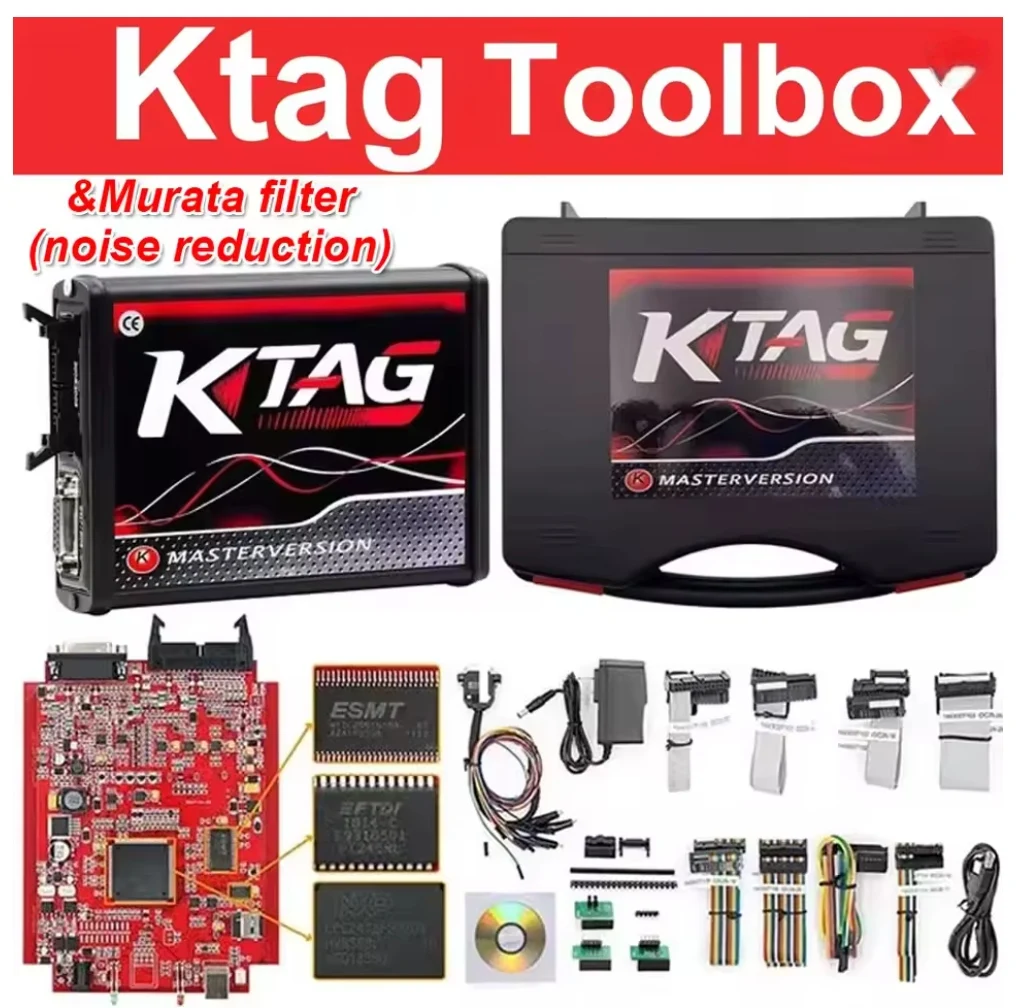 KTAG 7.020 2.25 Online EU Red PCB 4 LED Unlimited ECU Chip Tuning Tool Ksuit ECU Programmer with Murata Filte with Toolbox