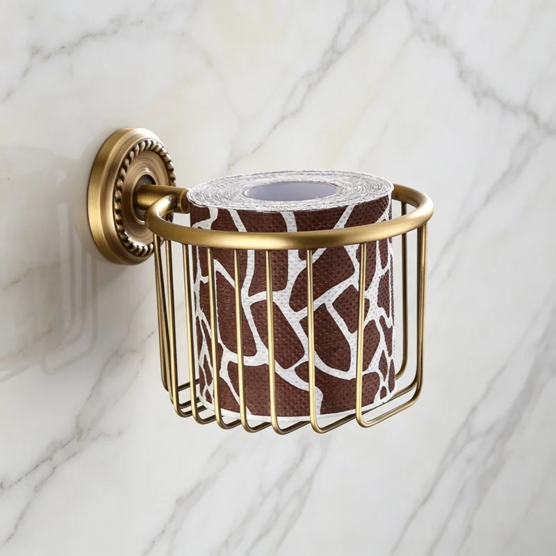 European Retro Style Square Tissue Holder - Space Aluminum Bathroom Paper Dispenser for Home & Hotel Use