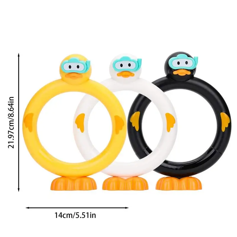 Pool rings para crianças, diversão natação brinquedo, natação jogo, treinamento subaquático, 3 pcs