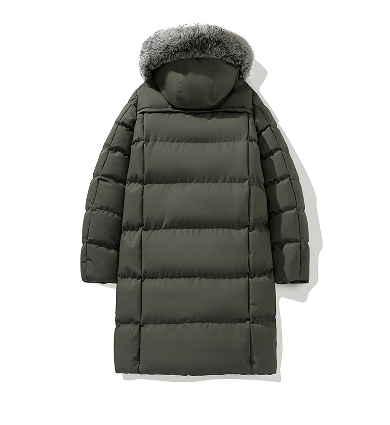 Winter Jacket Men Coat New Hooded Parkas Medium and Long Korean Version Thickened Warm Large Fur Collar Cotton-padded Jacket