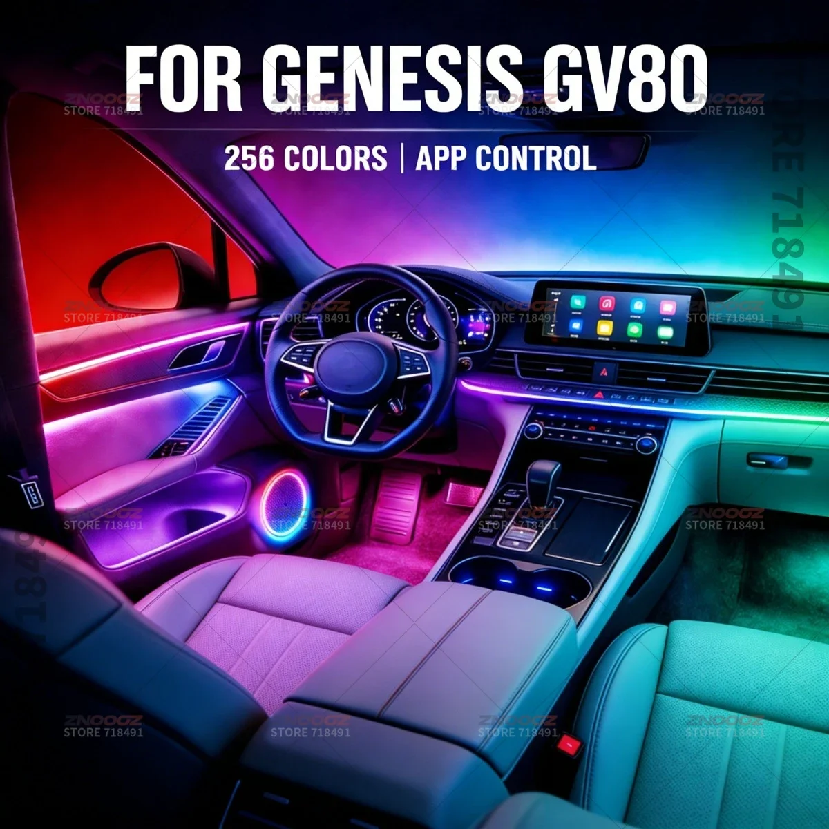22in1 RGB Car Interior Acrylic Car Ambient Lights RGB Hidden Acrylic Strip Decoration Atmosphere Accessories For Genesis GV80