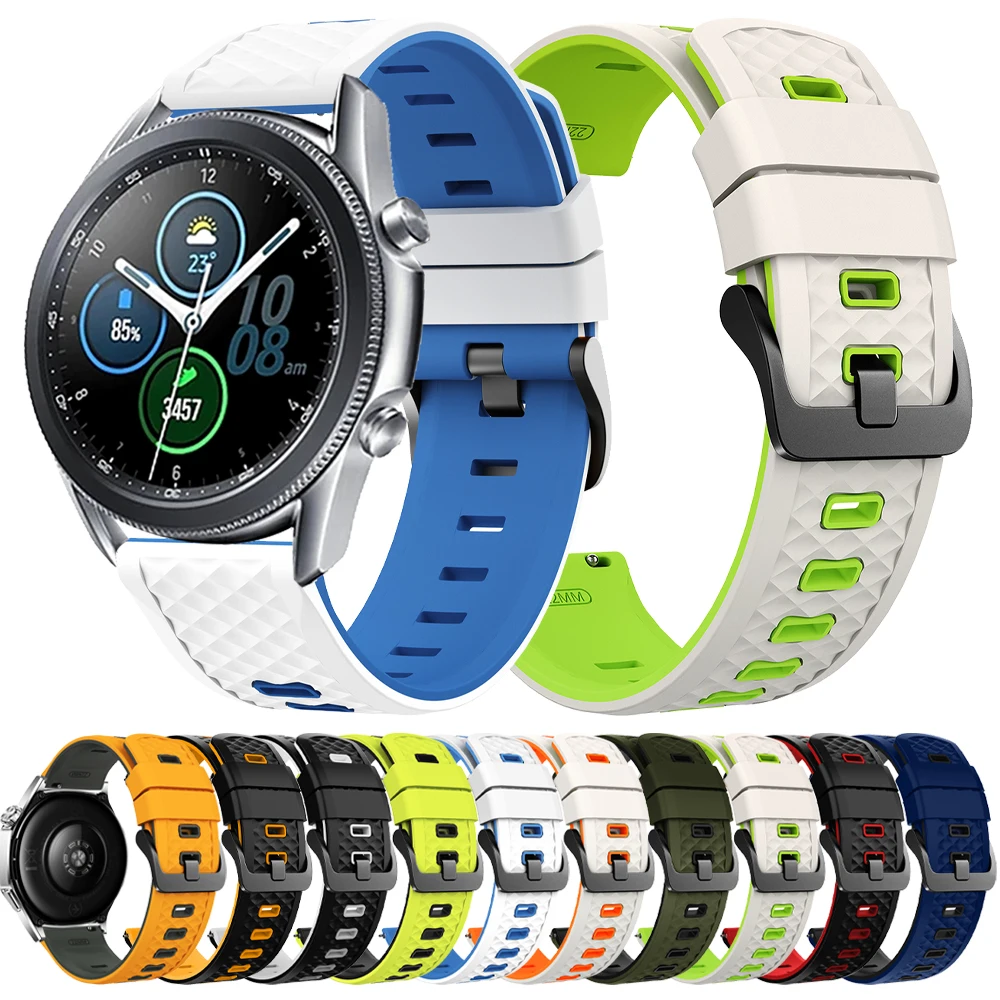 22mm Two-Tone Silicone Watchband For Samsung Gear S3 Classic Frontier/Galaxy Watch 3 45mm 46mm Replace Strap Smartwatch Bracelet