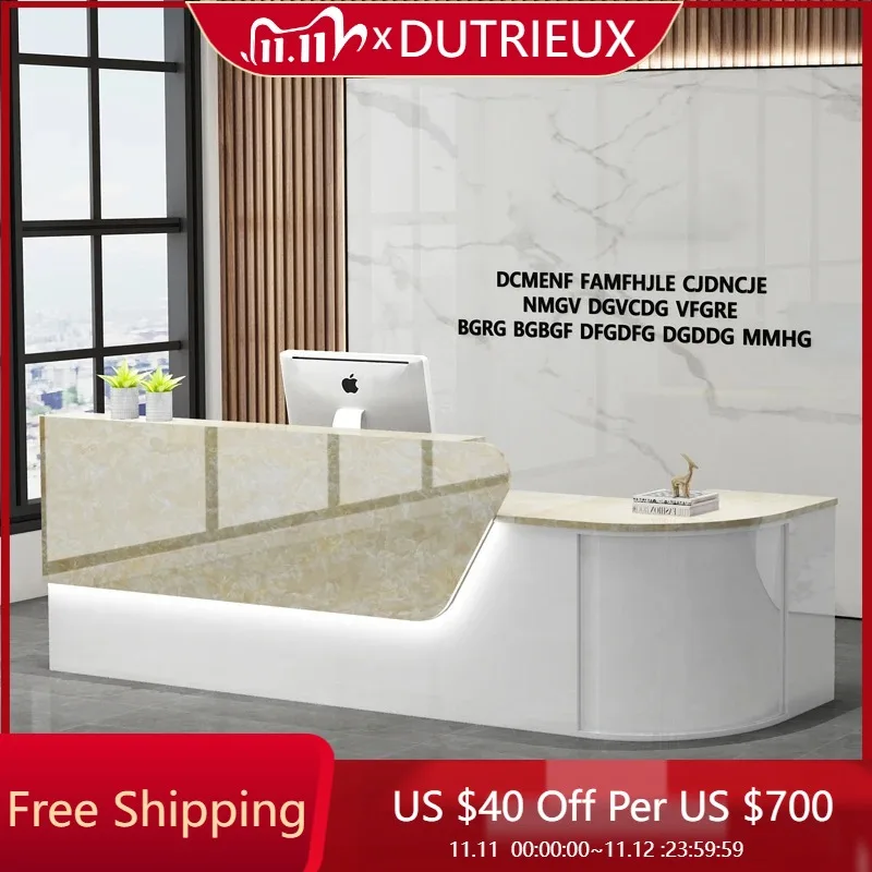 

Luxury Accent Reception Desk Counter Beauty Simple Vintage Professional Clear Reception Desks Office Bureau Commercial Furniture