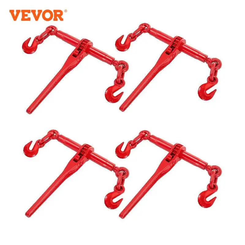 VEVOR 4Pcs Ratchet Chain Load Binder Adjustable 3/8 -1/2 Inch 9215Lbs Loading Capacity for Industrial Tying Down Securing Towing