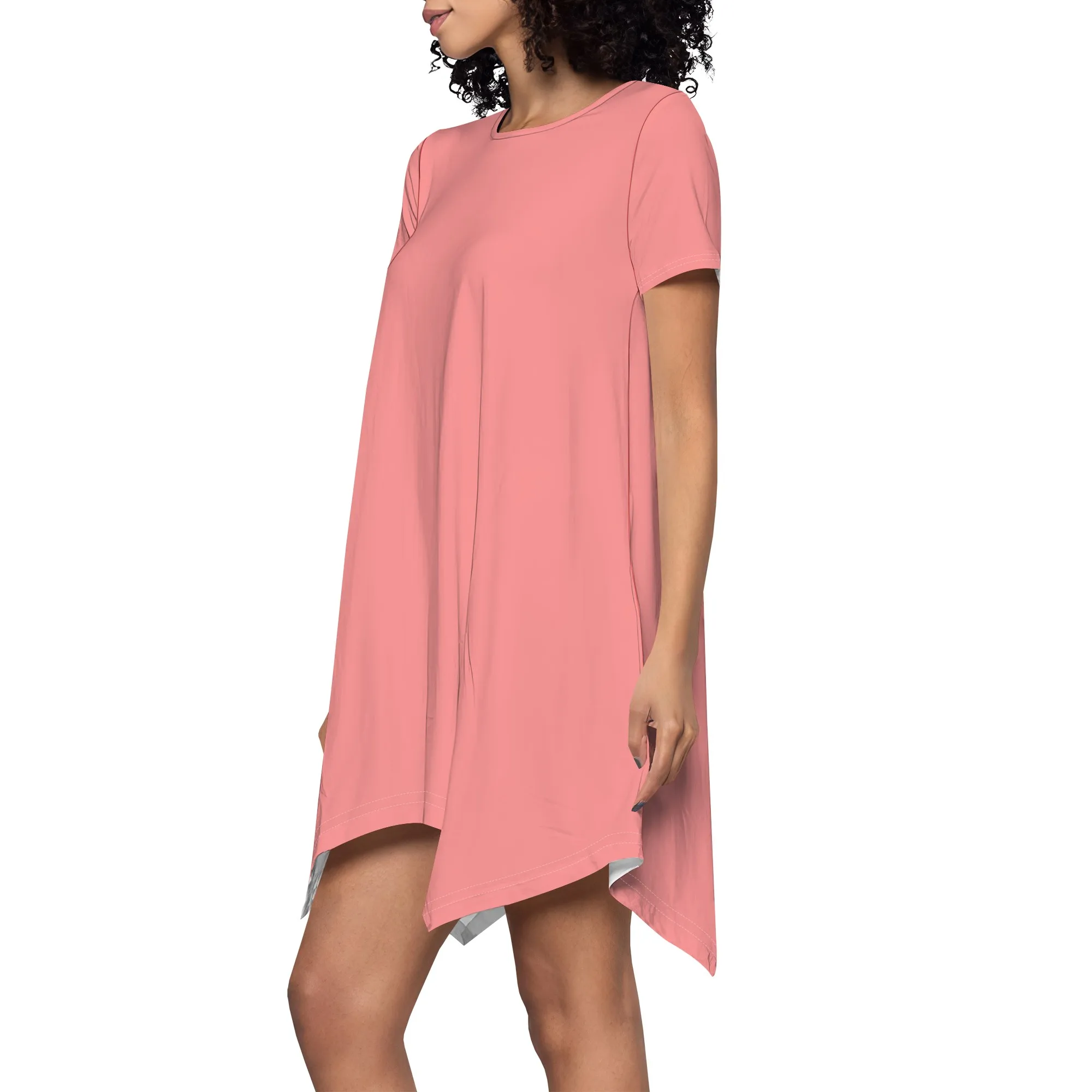 Camicia altalena ampia da donna Tunica casual con leggings T-shirt a maniche corte girocollo tinta unita Abito ampio