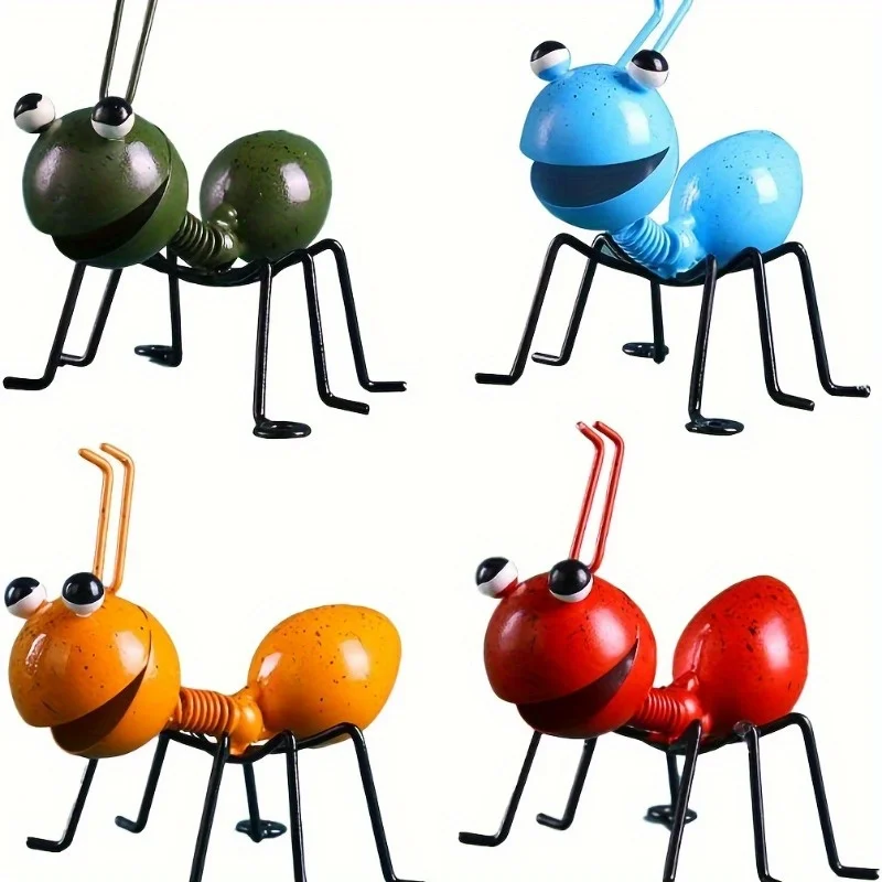 4pcs Metal Ant Garden Decoration Set 3D Sculpture Ant Art for Garden Courtyard Fence Decoration Eid Al-Adha Mubarak
