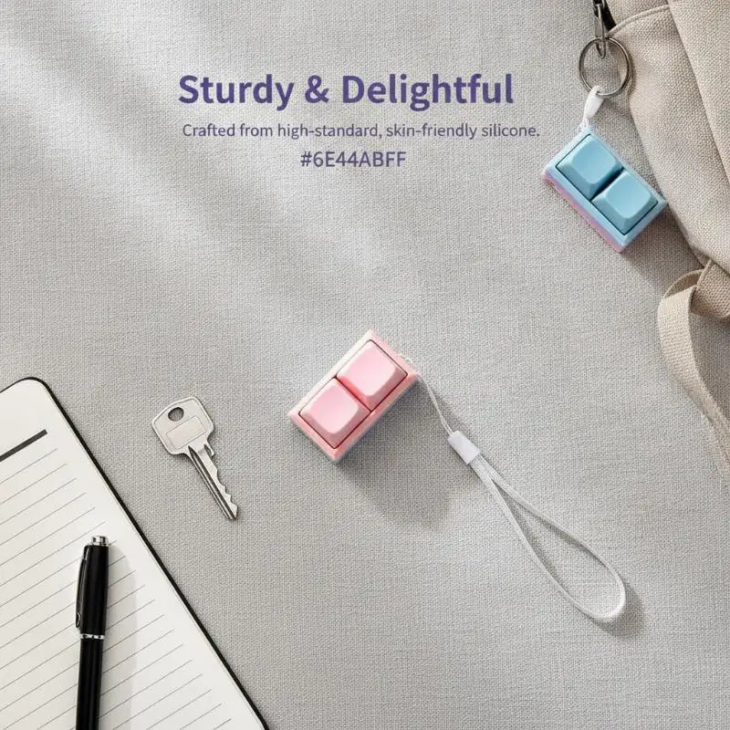Durable Press Button Fidget Stress Toy with Lanyard Portable Anti-Anxiety Sensory Toy for Travel Kids Adults Gift
