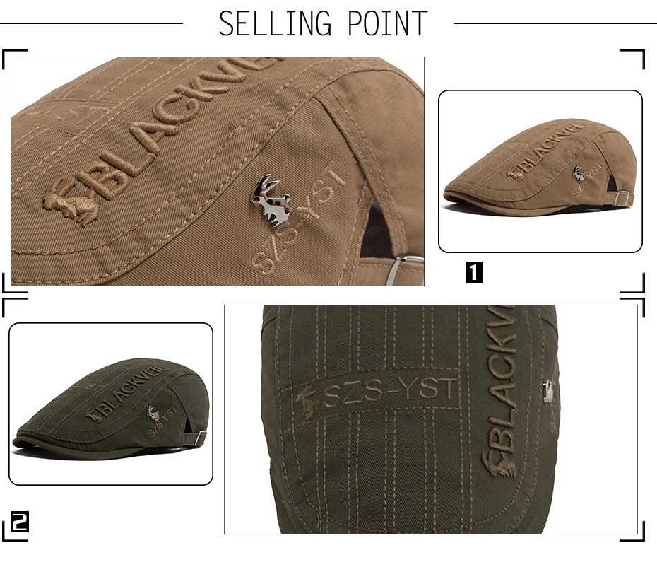 Männer Baskenmütze Mode Kaninchen Stickerei Flache Kappen Frühling Sommer Visier Für Männliche Mode Vintage Newsboy Cap Casual Berets Einstellbar – Detail 2