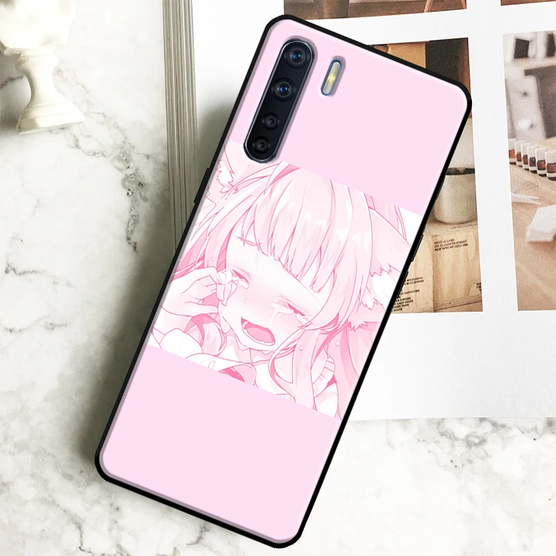 Pink Kawaii Anime Loli Case For OPPO A96 A76 A77 A78 A74 A94 A5 A9 A31 A53 A52 A72 A91 A93 A15 A16 A17 A57s A54s