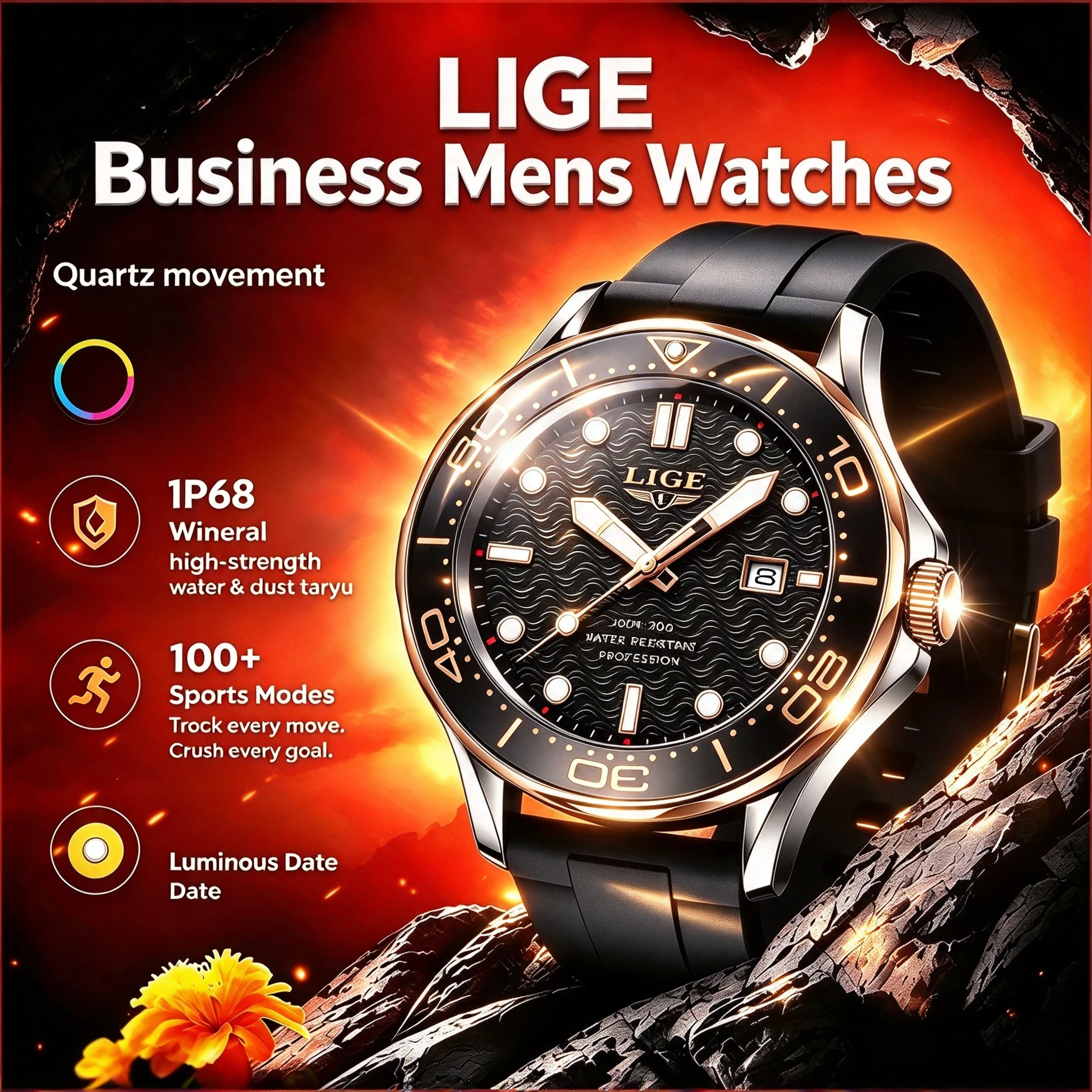 2026 LIGE New Business Mens Watches Top Brand Luxury Dive Watch For Men Waterproof Date Clock Sport Watch Relogio Masculino+Box