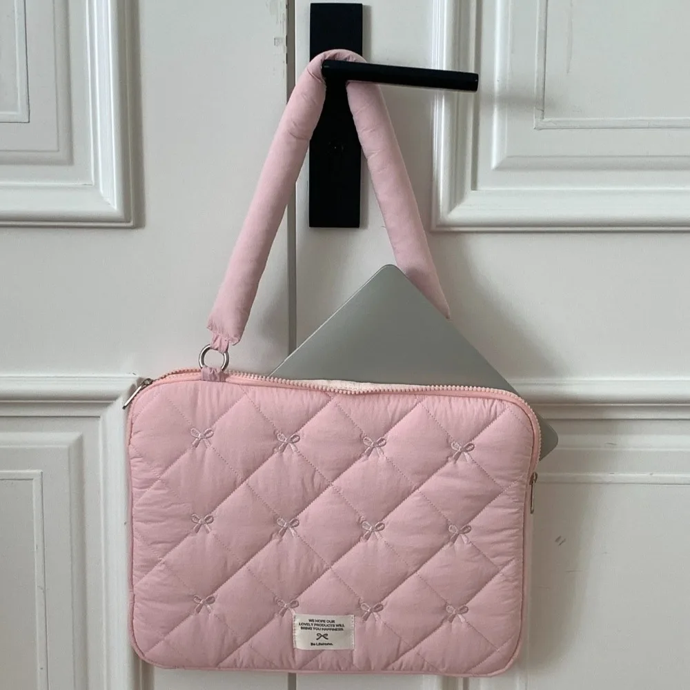 Embroidered Bow Business Briefcases File Folder Handbag Laptop Sleeve Case Bag Large Capacity Shoulder Bag Laptop Bag