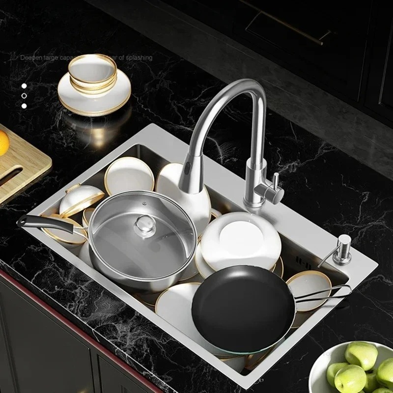 Creative Brushed Metal Sink for Vegetable Washing Modern Household Kitchen Sink for Kitchen Sinks Balcony Thickened Double Hole