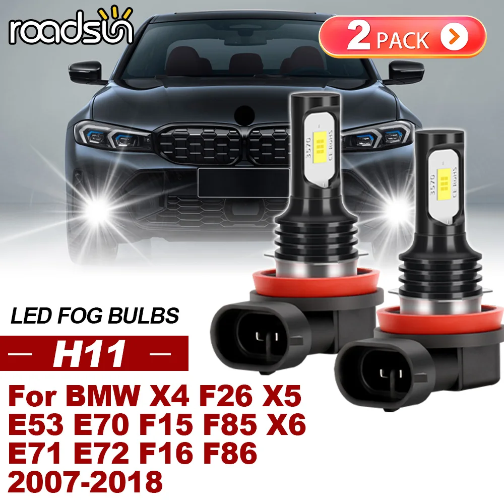 ROADSUN 2 Stück Für BMW X4 F26 X5 E53 E70 F15 F85 X6 E71 E72 F16 F86 2007-2018 Canbus Auto LED-Nebelscheinwerfer 2009 2010 2011 Nebellampe