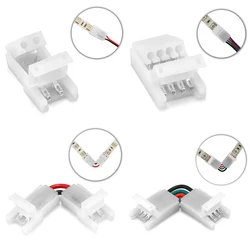 2 3 4 Pin 8mm 10mm Strip To Wire Connector Terminal L Shape Right Angled Connector for 2835 3528 5050 5730 SMD RGB LED Strip