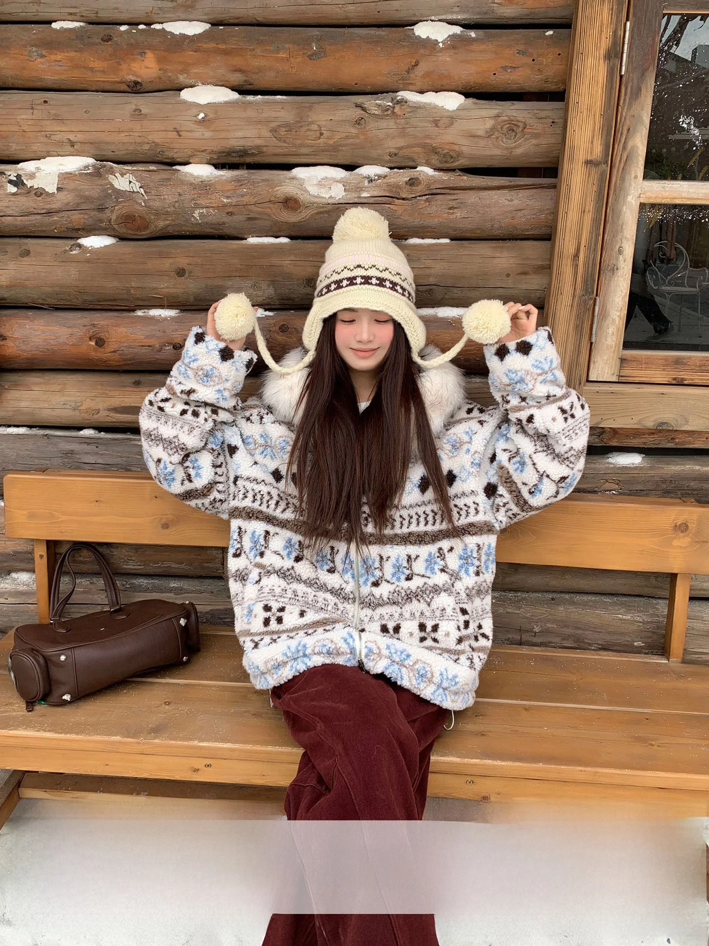 

Женская винтажная куртка Orange Tree из овечьей шерсти, свободная теплая зимняя куртка с капюшоном, из полиэстера, с длинными рукавами, стандартной длины