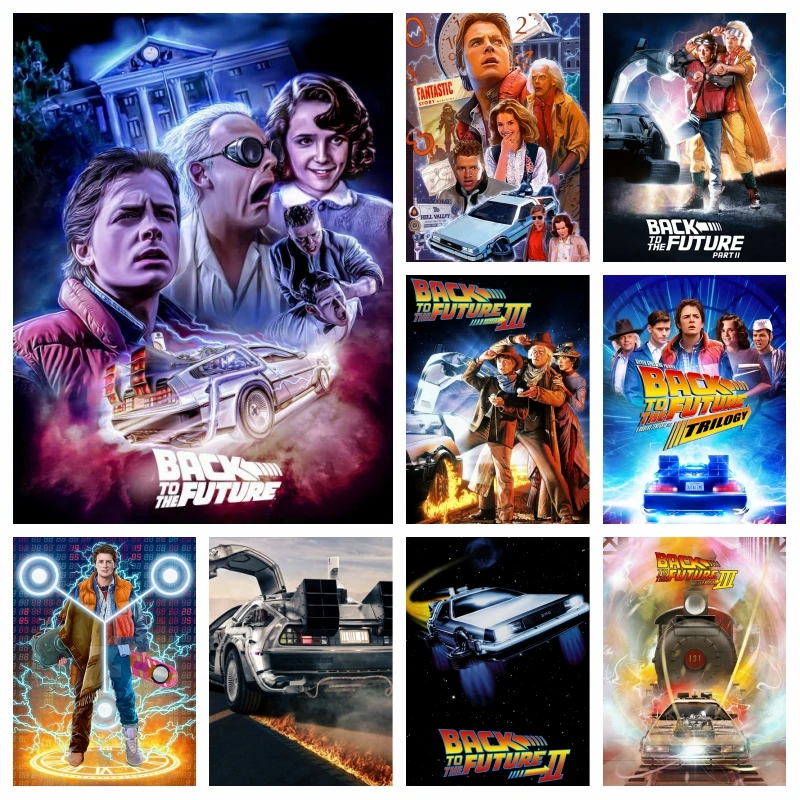 Sci Fi Film Back To The Future Diamond Painting Art Full Square Drills Time Machine Car Poster Cross Stitch Kits Room Decor