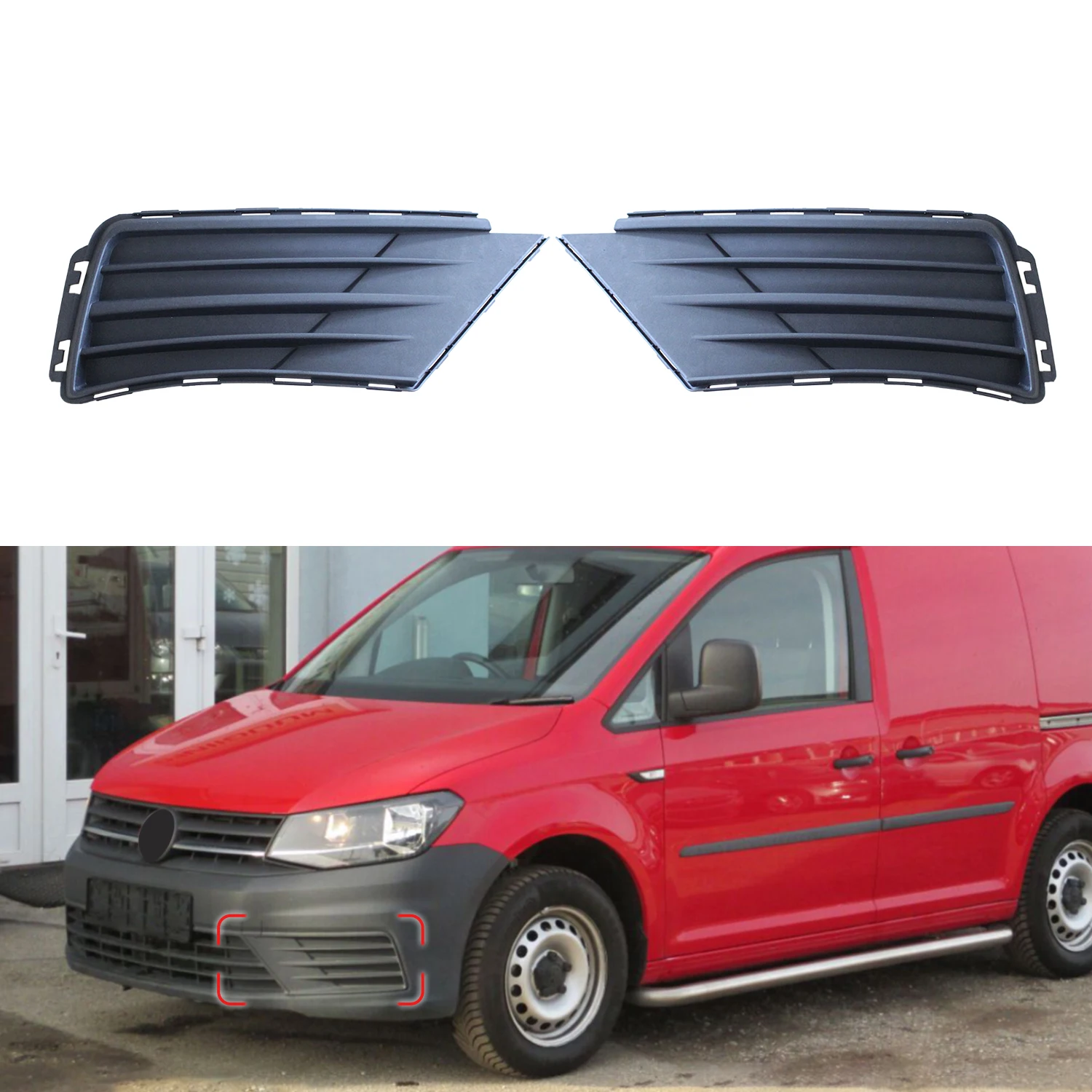 

Front Bumper Fog Light Cover Lamp Frame Lower Grille Cover for VW Caddy 2016 2017 2018 2019 2020 2K5853665E 2K5853666E