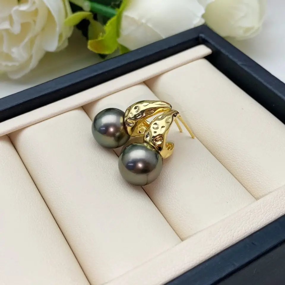 MeiBaPJ 11mm Natural Round Pearls Fashion Drop Earrings DIY 925 Silver Empty Tray Fine Wedding Jewelry for Women