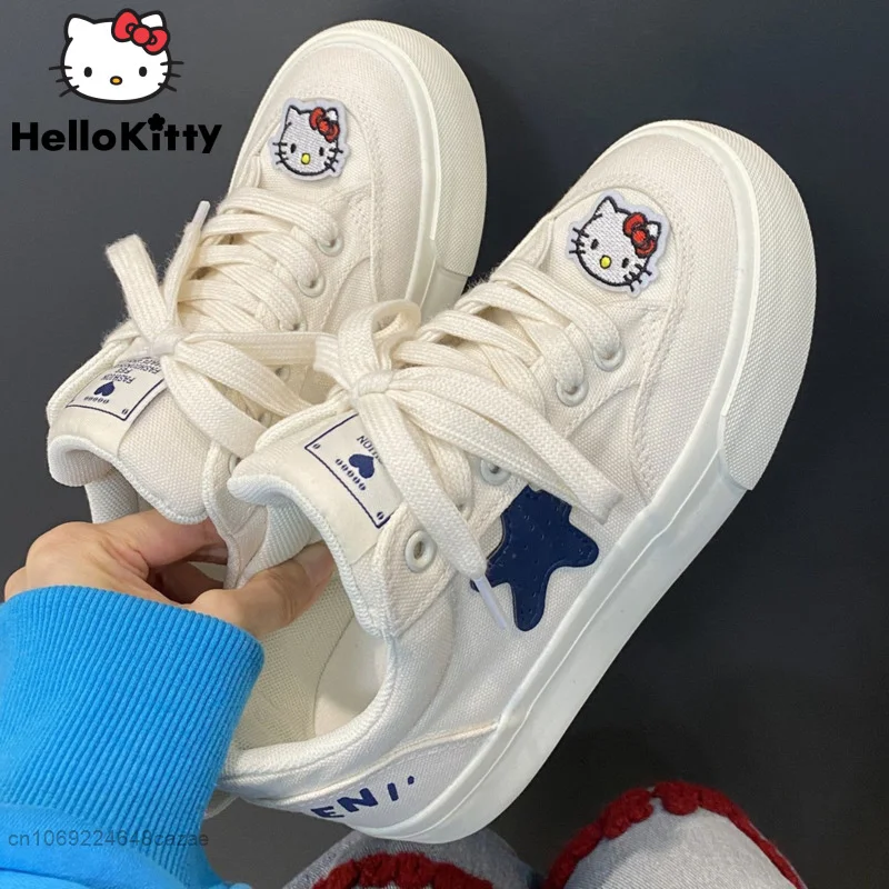 Sanrio Hello Kitty Star brezentowe buty Y2k studenckie białe trampki kobiety nowy projekt mody buty deskorolkowe oddychające trampki