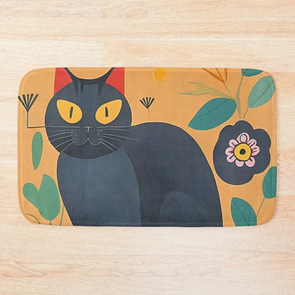 

Atomic Mid century cat - Retro Cat-Mid Century Modern Art Bath Mat Anti-Skid Shower Carpet Bathroom Floors Mat