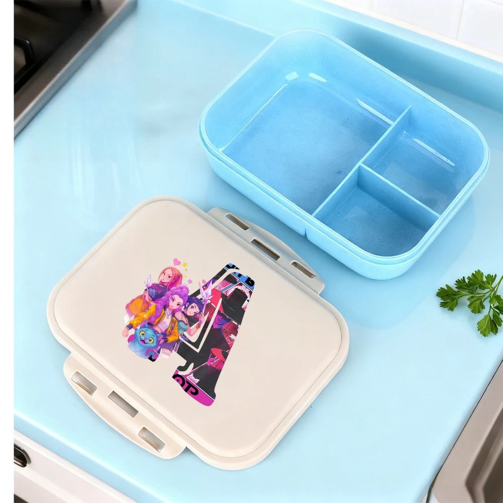 

Kpop Demon Hunter Bento Box Anime Huntrix Lunch Boxes with Dinnerware Girls School Picnic Food Storage Fruit Container Gift