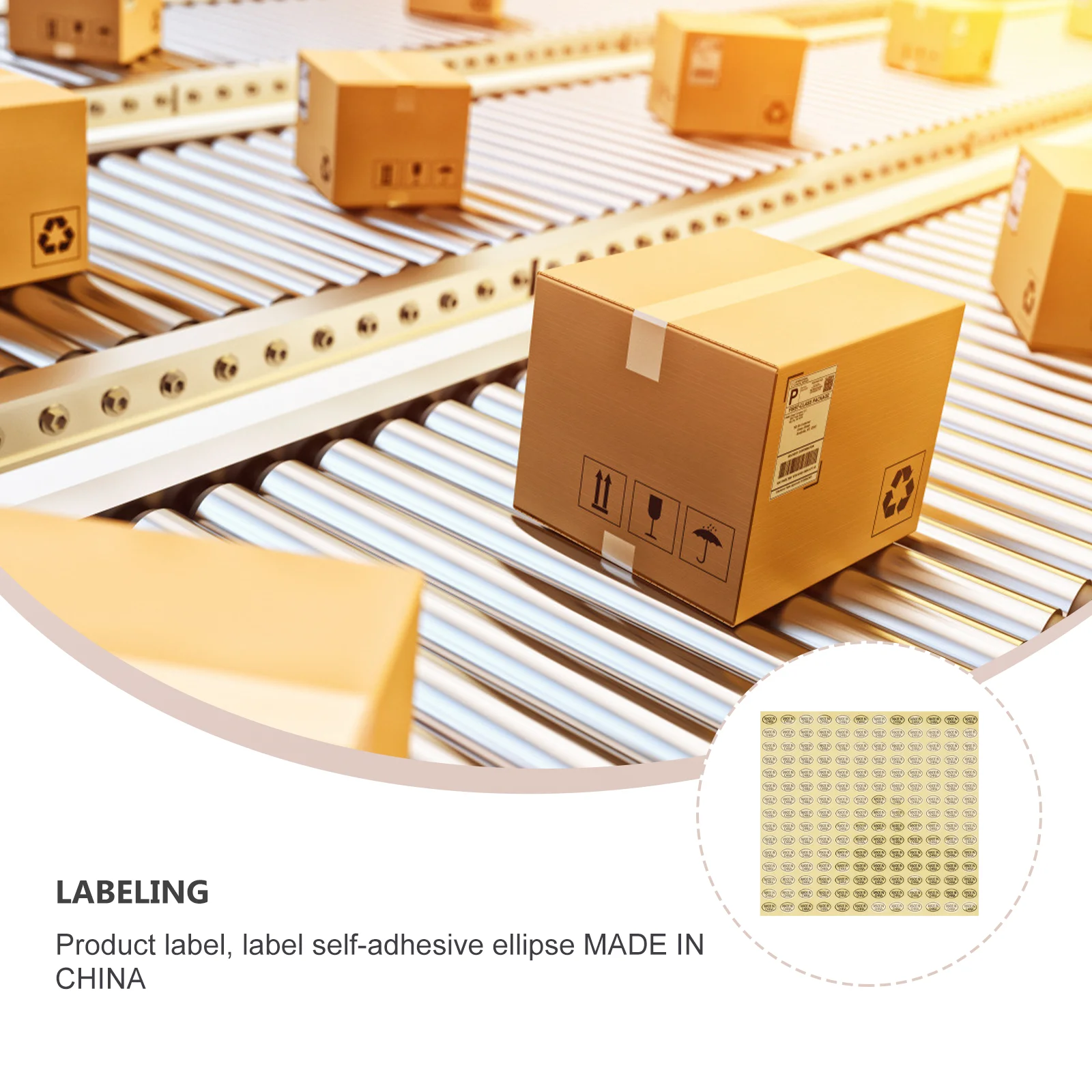 11700 Pcs Protective Sticker Yellow Background Black China Imported Labels Package Stickers Removable